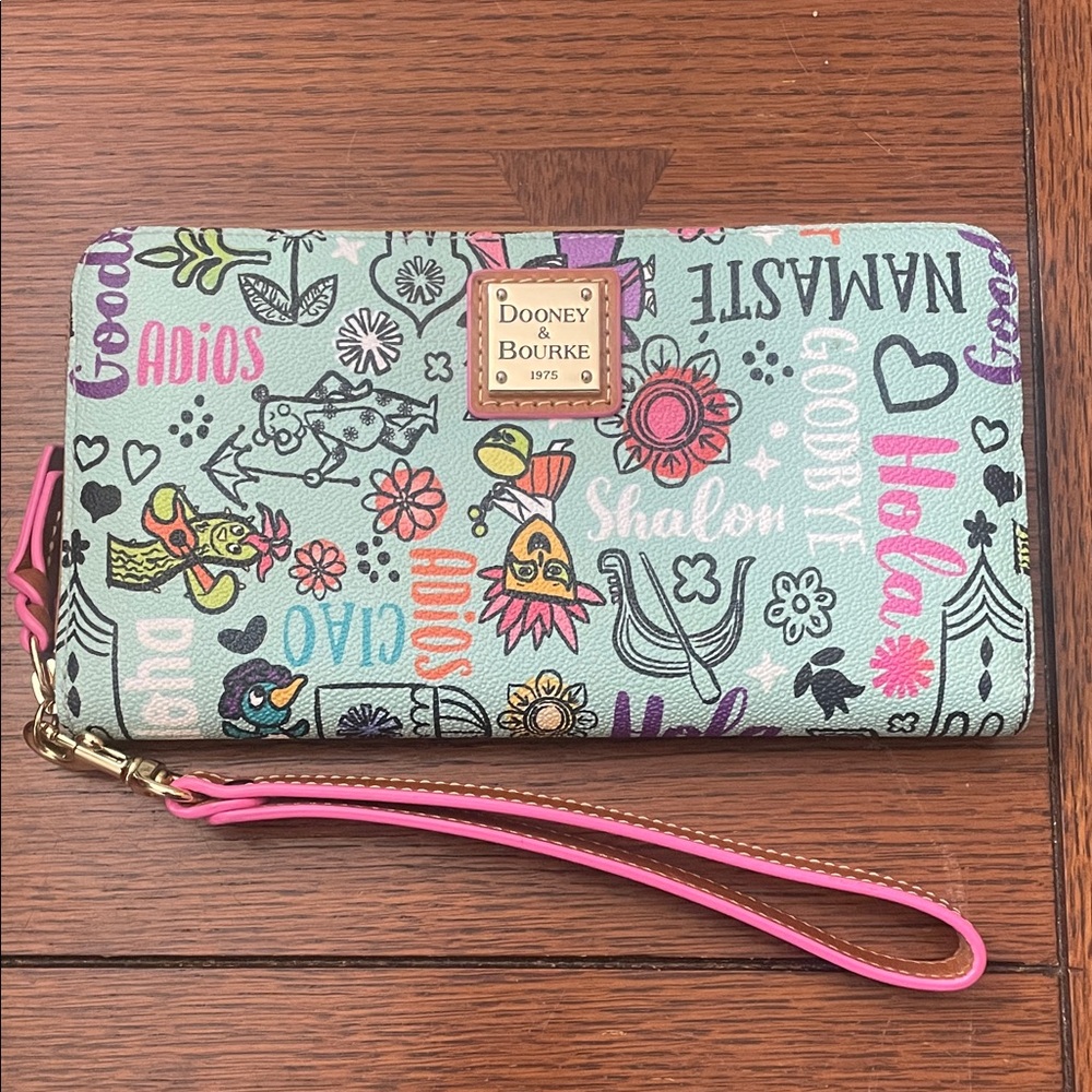 Dooney & Bourke Mint Multi-Color Zip Wallet Wristlet